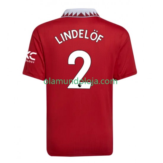 Camisola Manchester United Victor Lindelof 2 Homem Equipamento Primeiro 2022-2023 Manga Curta